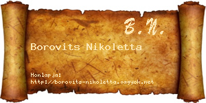 Borovits Nikoletta névjegykártya